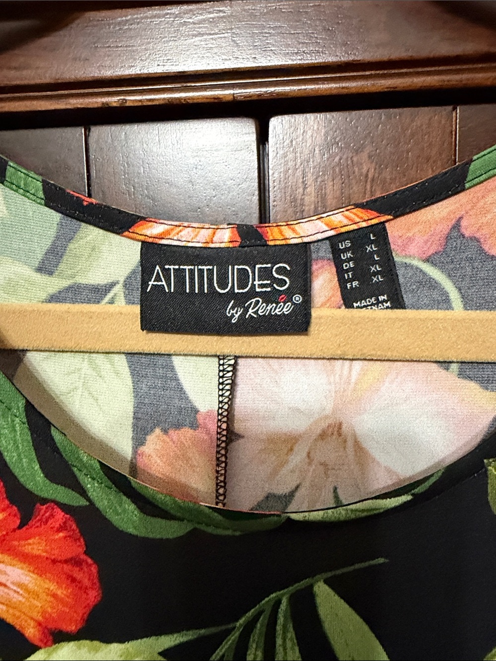 Attitudes by Renee Black Maxi Dress with Orange & Green Tropical Print - Picture 4 of 5